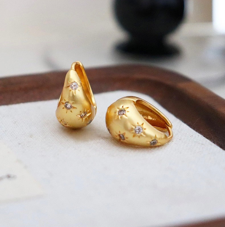 Golden Starry Hoop Earrings