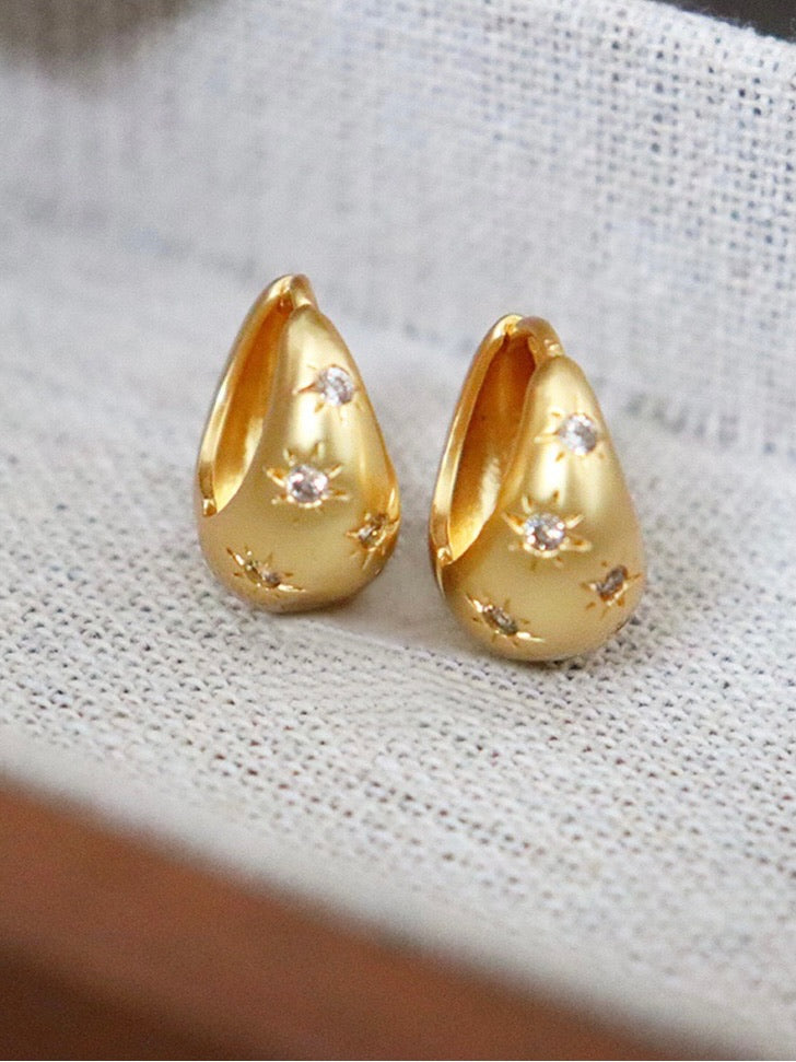 Golden Starry Hoop Earrings