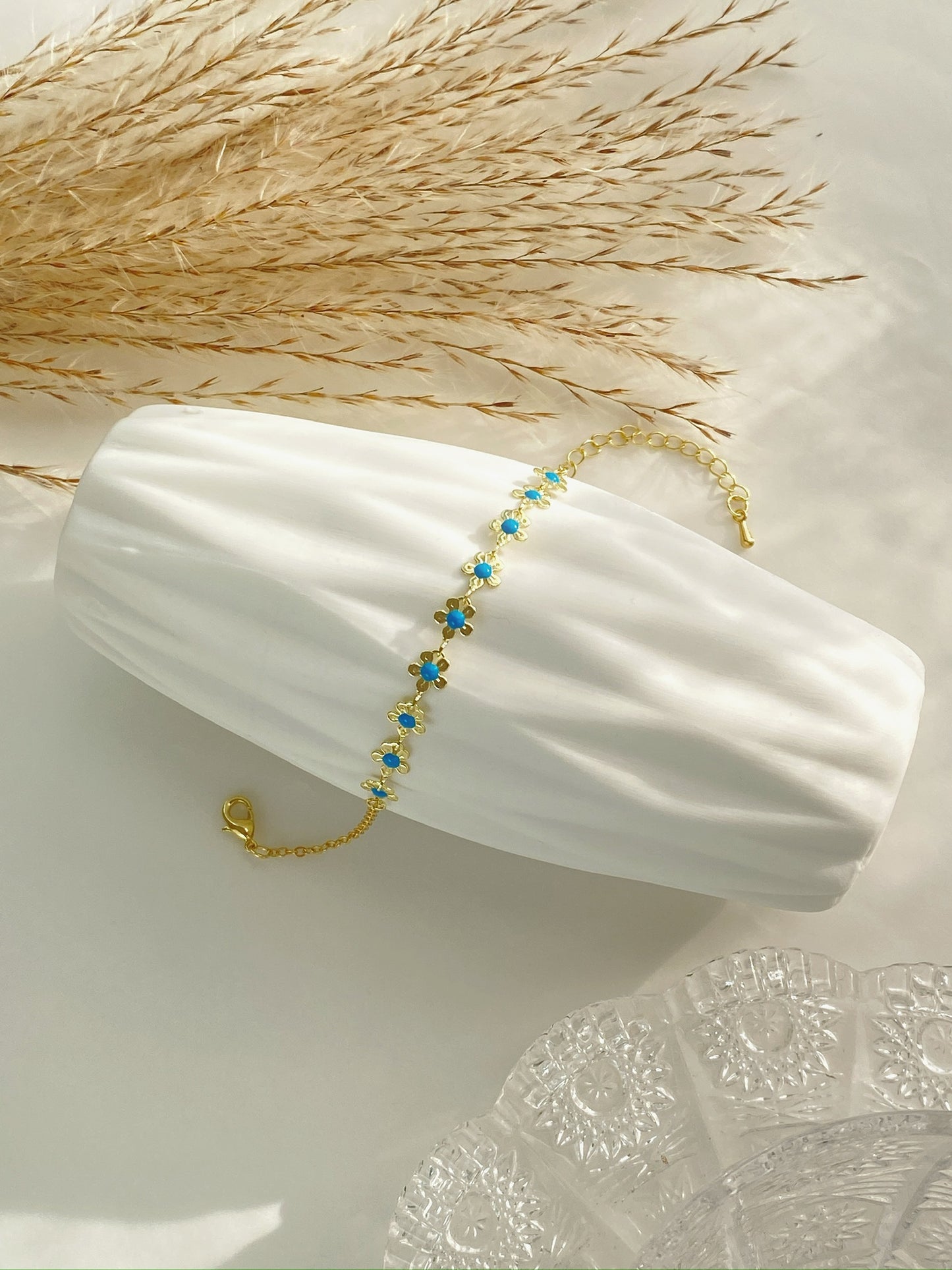 Blue Daisy Chain Bracelet