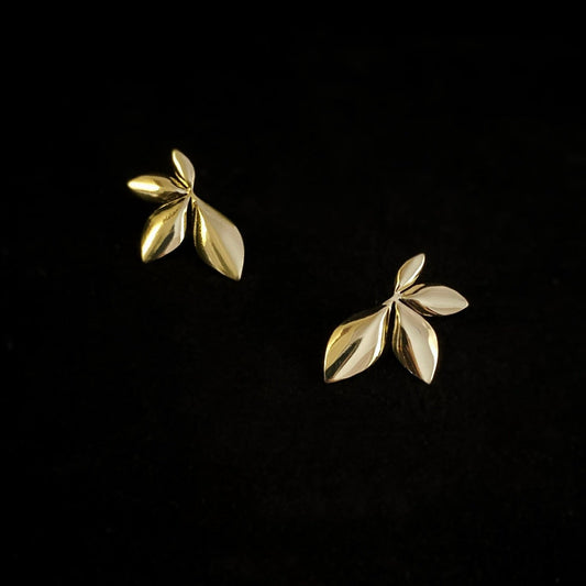 Golden Leaf Stud Earrings