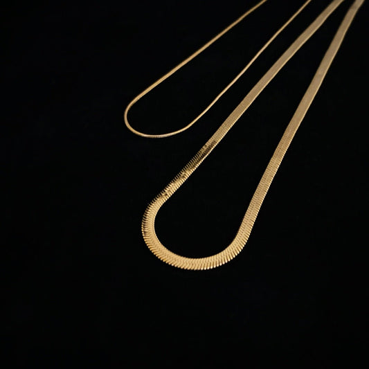 Classic Gold Herringbone Necklace