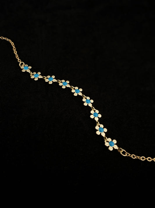 Blue Daisy Chain Bracelet