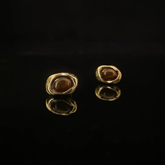 Rustic Amber Stud Earrings